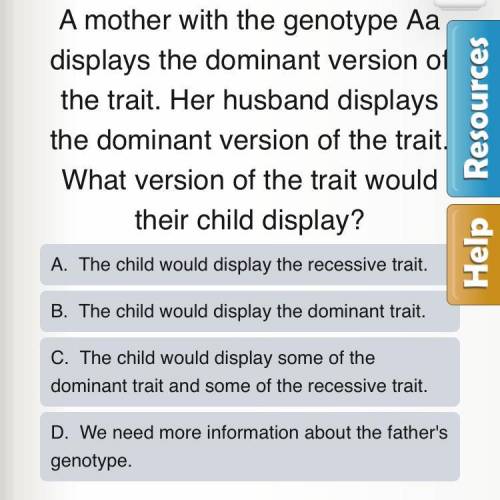 What version of the trait would their child display?  *please see picture*