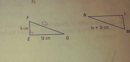 In the figure on the right, Triangle EFG is congruent to Triangle LMN. Find the value of x. Then des