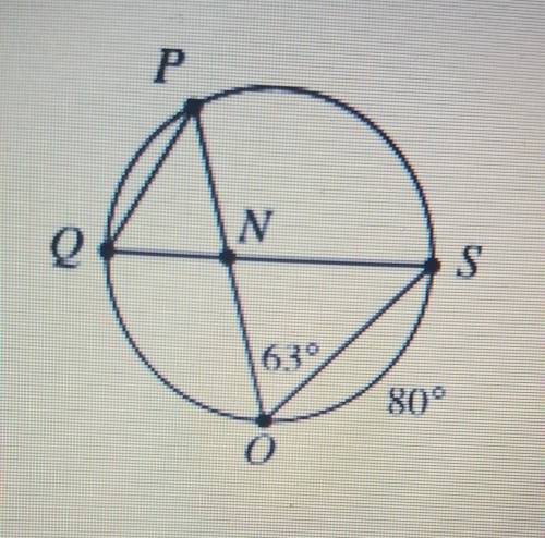 10-110.If QS is a diameter and PO is a chord of the circle at right, calculate the measure of the ge