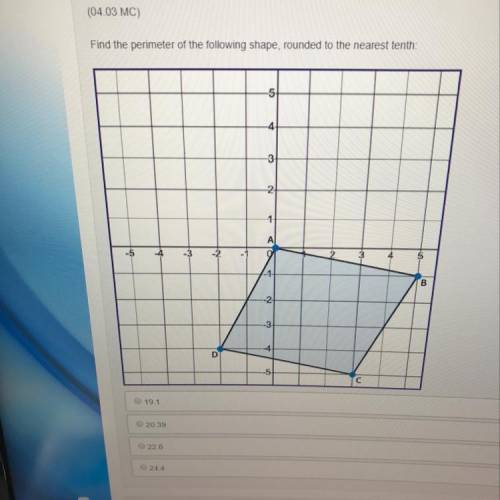Find the perimeter of the following shape, rounded to the nearest tenth: