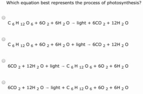 Which equation best represents the process of photosynthesis?