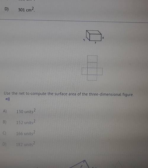 Use the net to compute the surface area of three dimensional figure.