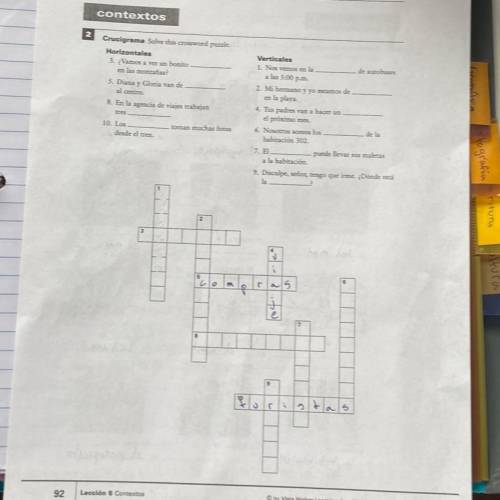 If anyone can speak Spanish that would be great, I need help with the whole crossword please, please