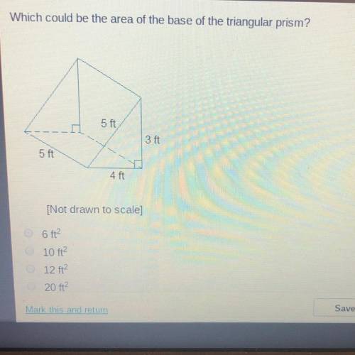 Which could be the area of the base of the triangular prism?