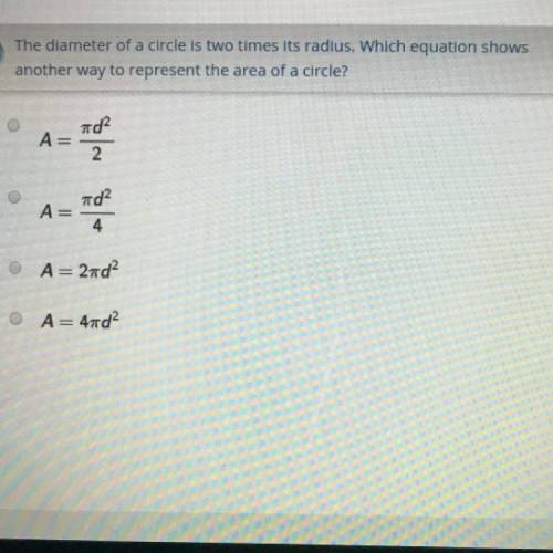 The diameter of a circle is two times its radius.  When equation shows another way to represent the