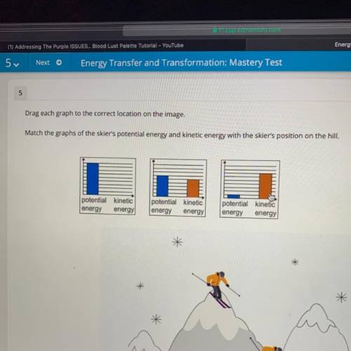 Match the graph of the skiers potential energy and kinetic energy with the skiers position on the hi