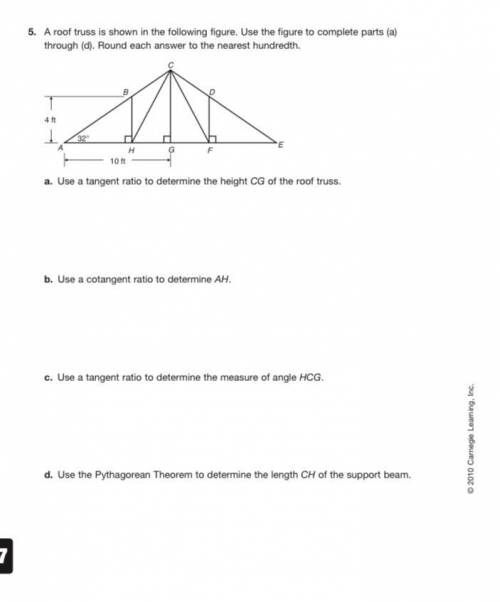 A roof truss is shown in the following figure use the figure to complete parts a through d round eac