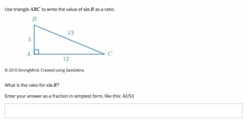 What is the ratio for sin B?