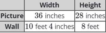 (show your work)(side note 1 foot is 12 inches)A homeowner wishes to hang a picture in the middle of
