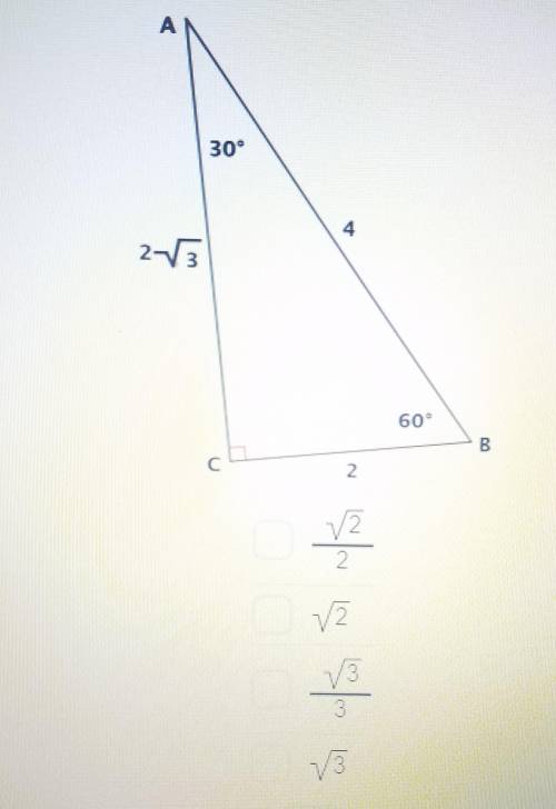 Using the right triangle below find the cotangent of angle A