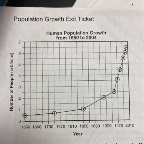 Human Population Growth from 1650 to 2004 1. Which of the following factors is most likely NOT contr