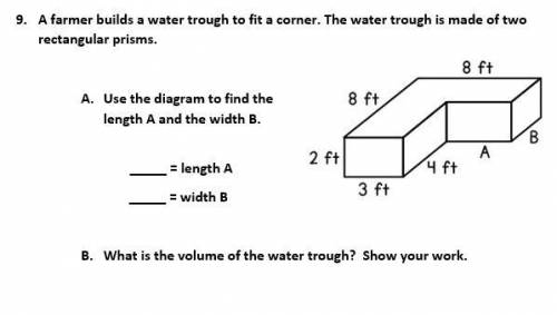 Please help, I need to figure out what the volume of the water trough is. I will mark brainliest on