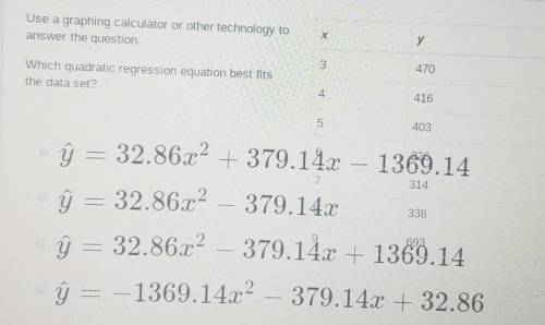 Use a graphing calculator or other technology to answer the question which quadratic regression equa