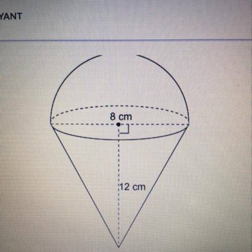 The figure is made up of a cone and hemisphere. To the nearest whole number, what is the volume of t