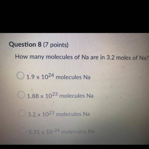 How many molecules of Na are in 3.2 moles of Na?