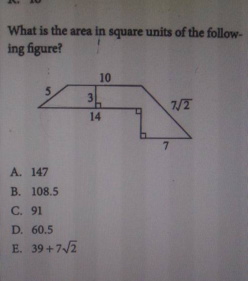 What is the area in the square units of following figure? Explain
