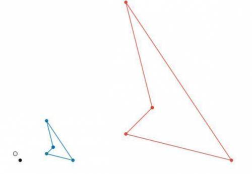 What is the approximate scale factor dilating from the red image to the blue image?Explain how you f