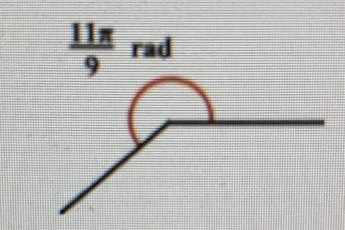 Which of these is equivalent to the given angle? A) 73.6° B) 110° C) 147.3° D) 220°