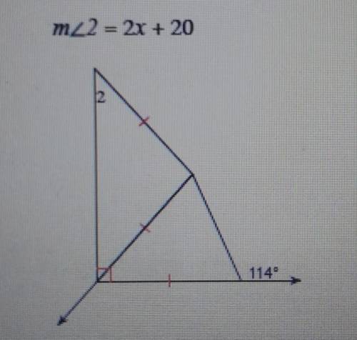 Find the value of x.m<2 = 2x + 20
