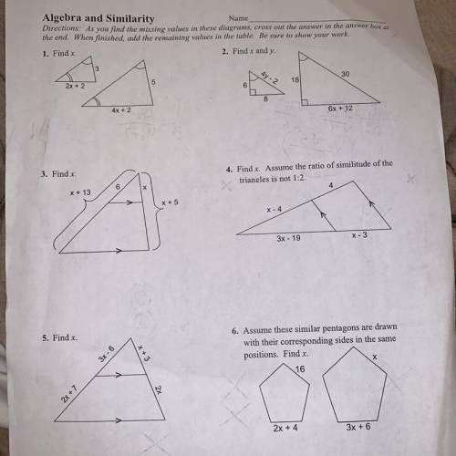 Algebra and similarity of triangles  see attachment