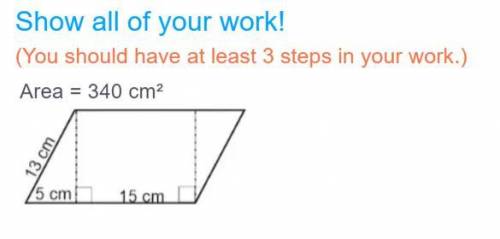 Find the missing height of the parallelogram when the area is 340 cm².