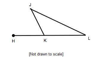 The diagram below shows scalene triangle JKL. Which is true about the diagram? Select two options. M