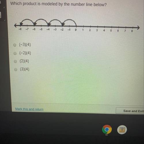 Which product is modeled by the number line below?