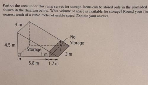Part of the area under this ramp serves for storage. Items can be stored only in the unshaded part o