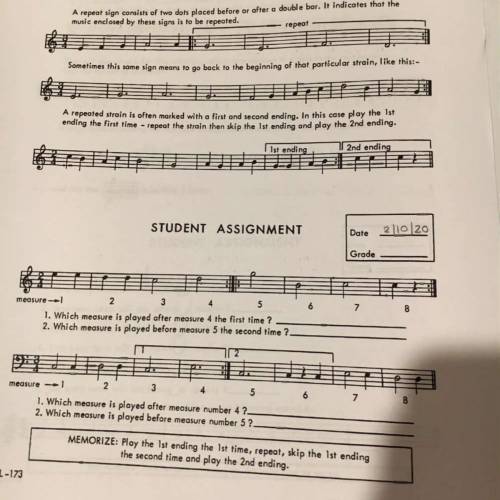 Which measure is played after measure 4 the first time