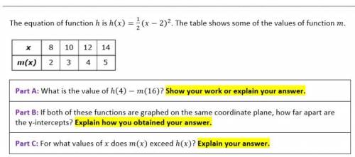 The equation of the function h is h... PLEASE HELP MATH