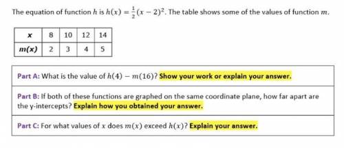 PLEASE HELP! (see attached image) The equation of function h is h(x) = 1/2(x-2)^2. The table shows s