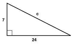 Find the length of the hypotenuse.The measure of the hypotenuse is