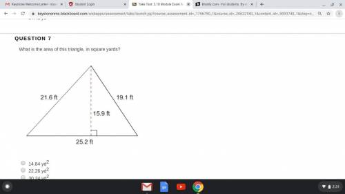 What is the area of this triangle, in square yards?