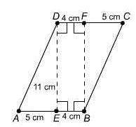 What is the area of this parallelogram? 44 cm² 55 cm² 99 cm² 220 cm²