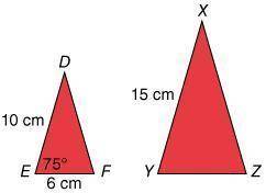 PLEASE HELP ASAP are similar isosceles triangles. What is the ratio of the sides? Using Complete sen