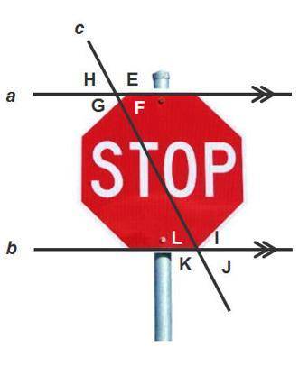 The stop sign is a regular octagon, so the measure of ∠F must be 67.5°.  1. What is the angle measur