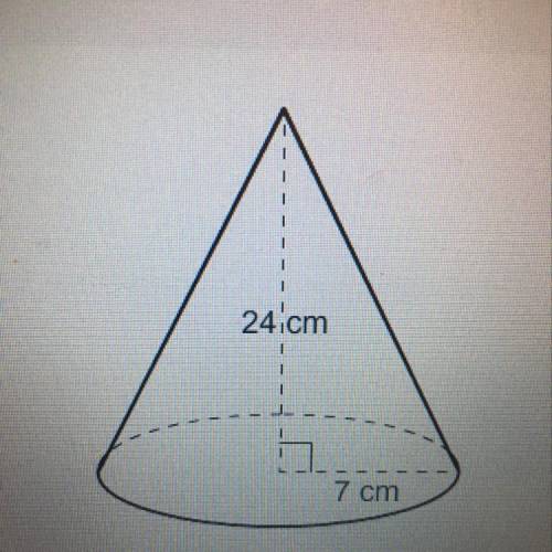 What is the total surface area of the cone?  A.) 224π cm^2 B.) 147π cm^2 C.) 175π cm^2 D.) 273π cm^2
