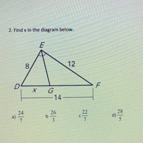 Find x in the diagram below