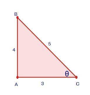 Find the cosine ratio of angle Θ. Clue: Use the slash symbol ( / ) to represent the fraction bar, an