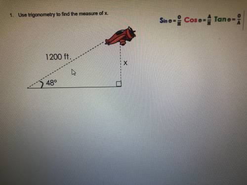 Use trigonometry to find the measure of x