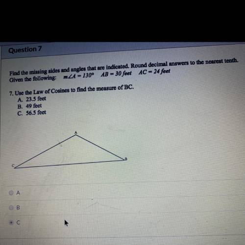 What is the answer, law of cosine for geometry