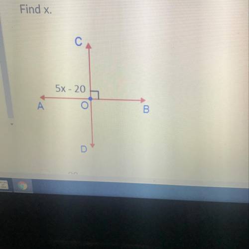 Find x. 5x - 20 A x=90 B x=35 C x=14 D x= 22