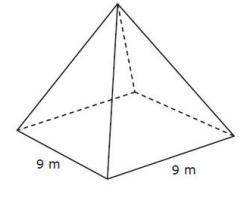 Some of the dimensions of a square pyramid are shown in the diagram. The height of the square pyrami