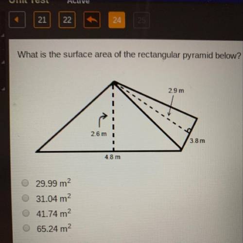 What is the surface area of the rectangular pyramid below?