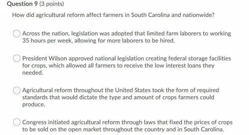 How did agricultural reform affect farmers in south carolina and nationwide