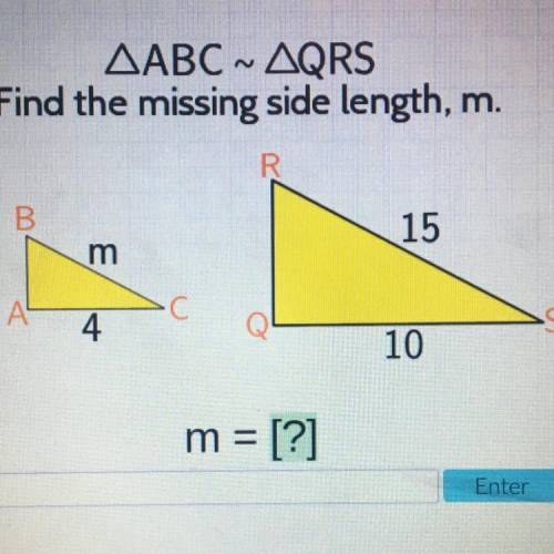 Find the missing side length, m.