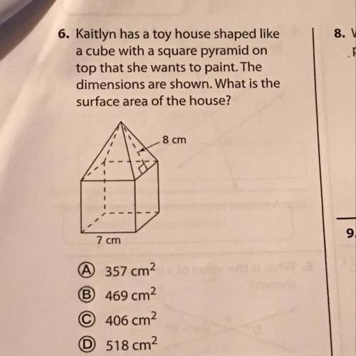 Kaitlyn has a toy house shaped like a cube with a square pyramid on top that she wants to paint. The