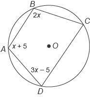 Quadrilateral ABCD  is inscribed in circle O. What is  m∠A  ?