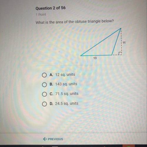 What is the area of the obtuse triangle below?