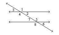 Identify a pair of exterior angles. 1 and 5 8 and 4 2 and 5 1 and 8